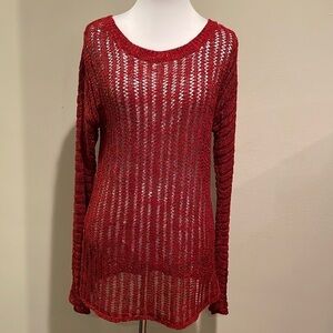 Alice + Olivia Red Crochet Sweater